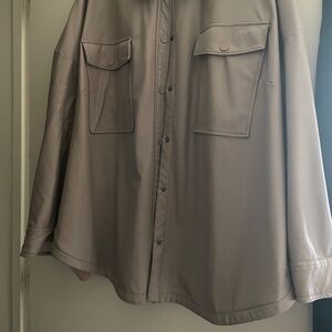 Faux-Leather Button Jacket